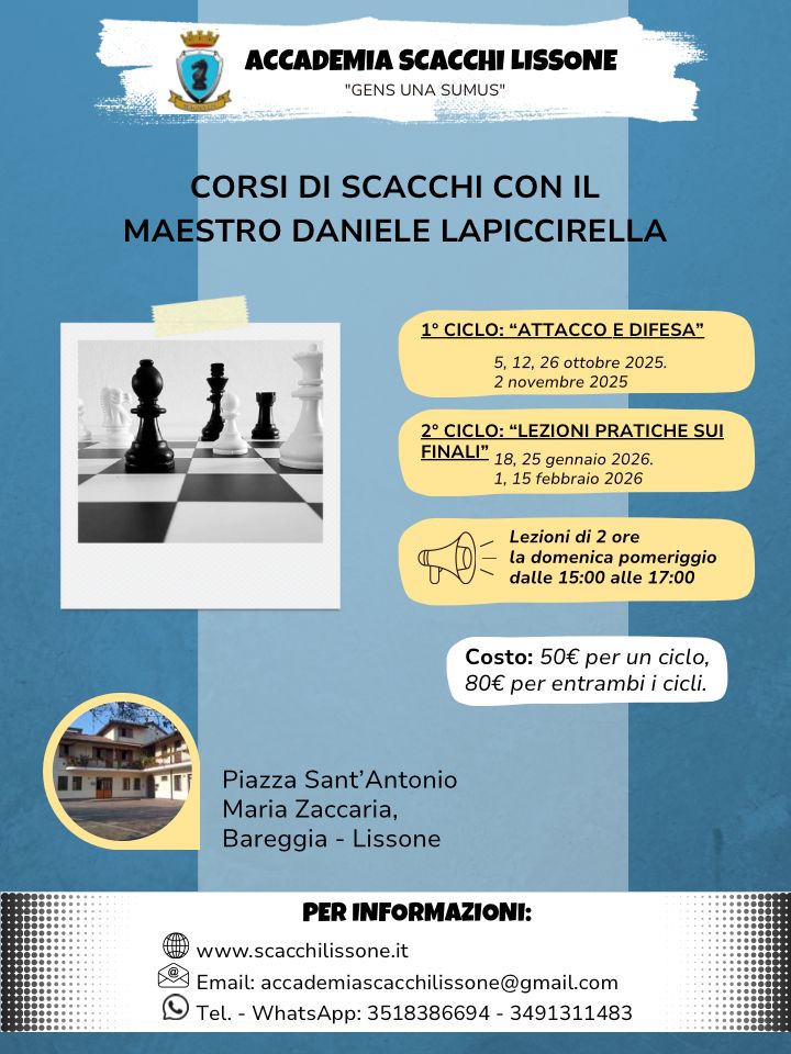CORSO PER ADULTI 2025 ACCADEMIA DI SCACCHI